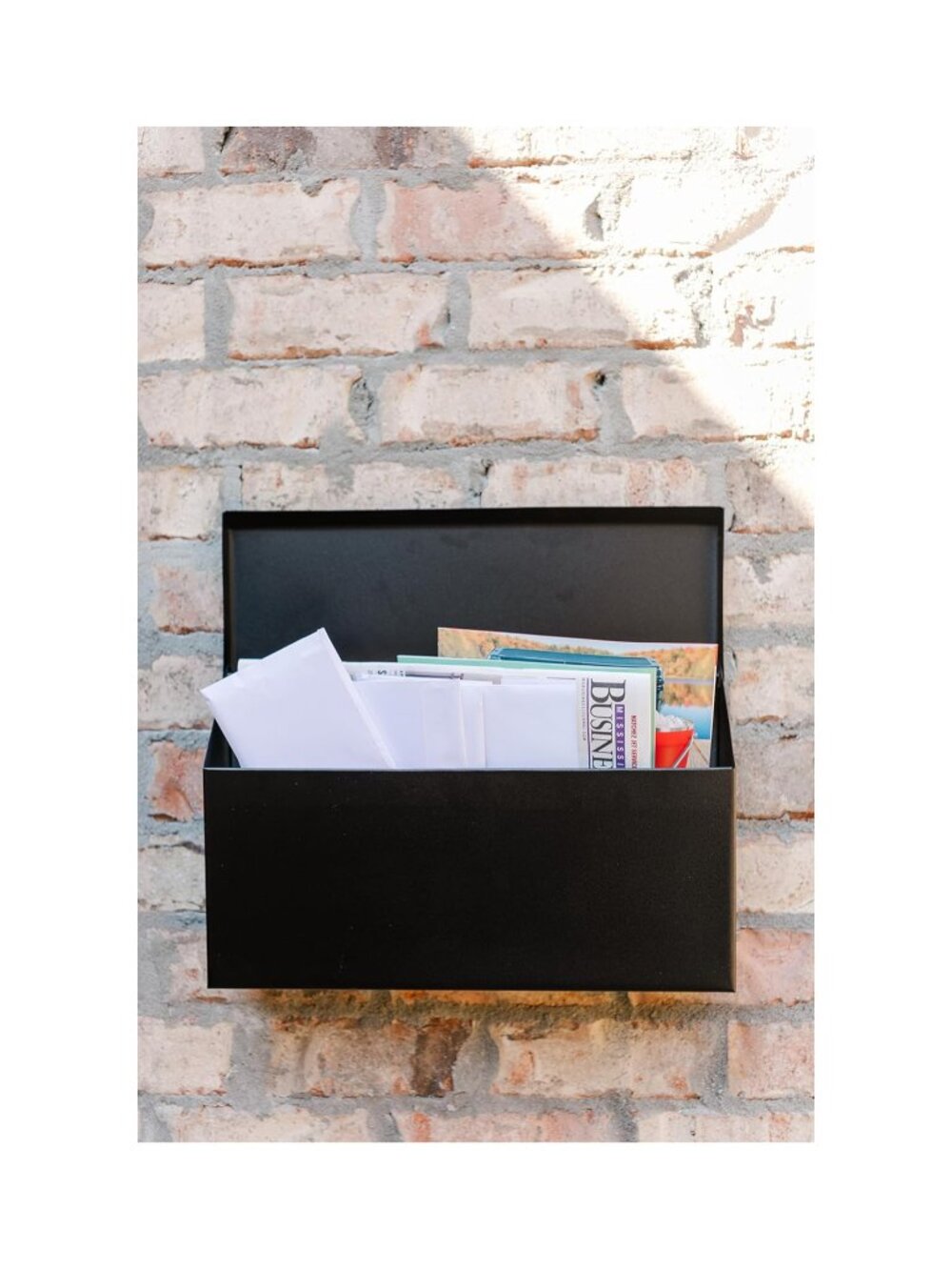 Architectural Black Steel Wall Mount Mailbox Outdoor NWT